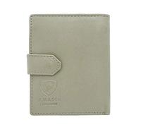 J. Wilson London Portefeuille compact en cuir souple RFID pour femme avec poche zippée et boîte cadeau, gris, M, Contemporain