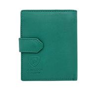 J. Wilson London Portefeuille compact en cuir souple RFID pour femme avec poche zippée et boîte cadeau, bleu sarcelle, M, Contemporain