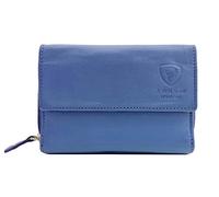 J. Wilson London Portefeuille en cuir RFID pour femme avec poche zippée, bleu, M, Contemporain