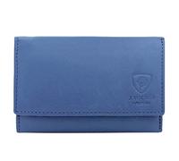 J. Wilson London Portefeuille en cuir RFID pour femme avec poche zippée, bleu, M, Contemporain