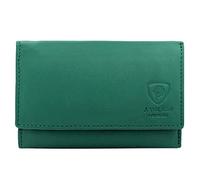J. Wilson London Portefeuille en cuir RFID pour femme avec poche zippée, bleu sarcelle, M, Contemporain