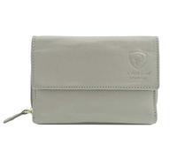 J. Wilson London Portefeuille en cuir RFID pour femme avec poche zippée, gris, M, Contemporain
