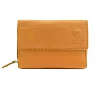 J. Wilson London Portefeuille en cuir RFID pour femme avec poche zippée, jaune moutarde, M
