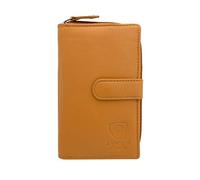J. Wilson London Portefeuille en cuir RFID pour femme avec poche zippée, jaune moutarde, M, Contemporain