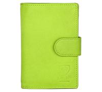 J. Wilson London Portefeuille en cuir RFID pour femme avec poche zippée, vert citron, M, Contemporain