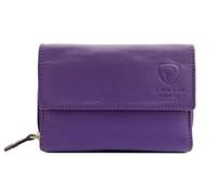 J. Wilson London Portefeuille en cuir RFID pour femme avec poche zippée, violet, M, Contemporain