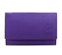 J. Wilson London Portefeuille en cuir RFID pour femme avec poche zippée, violet, M, Contemporain