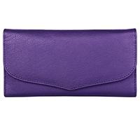 J. Wilson London Portefeuille en cuir souple avec poche zippée pour femme, violet, M, Contemporain