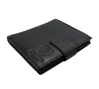 J. Wilson London Portefeuille en cuir véritable avec protection RFID pour homme avec poche zippée pour pièces de monnaie dans une boîte cadeau, Noir - Style 2, M, Contemporain