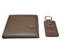 J. Wilson London Portefeuille fin pour homme en cuir véritable avec poche pour pièces de monnaie et porte-clés, marron, M, Contemporain