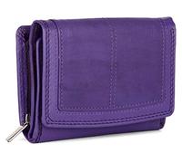 J. Wilson London Portefeuille luxueux de designer avec multiples compartiments, en cuir souple Nappa, avec protection anti-RFID, poche zippée, pour femme - violet
