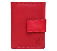 J. Wilson London Portefeuille pour femme en cuir souple avec poche zippée et boîte cadeau, Rouge pomme d'amour, M, Contemporain