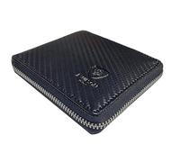 J. Wilson London Portefeuille pour homme en cuir souple véritable avec fermeture éclair et poche pour pièces de monnaie - Boîte cadeau, Rouge/noir carbone, M, Contemporain