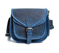 J. Wilson London - Sac à bandoulière unisexe en cuir véritable vieilli vieilli rétro vintage Hunter fait à la main pour femme, Bleu vieilli, M