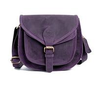 J. Wilson London - Sac à bandoulière unisexe en cuir véritable vieilli vieilli rétro vintage Hunter fait à la main pour femme, Violet vieilli, M