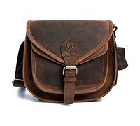 J. Wilson London - Sac à bandoulière unisexe en cuir véritable vieilli vieilli rétro vintage Hunter fait à la main pour femme, Marron rustique vieilli, Medium