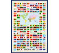 J. World Flags of the World Drapeaux Taille 68x98 Artprint