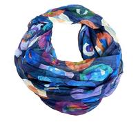 J26 Mandala floral dégradé de couleur soie d'été boucle arc-en-ciel soie unie écharpe tube écharpe tube écharpe légère, Cercle C bleu, 165 x 50cm