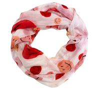 J26 Smiley Loop Écharpe en soie mélangée avec motif imprimé animal Foulard d'été printemps automne Écharpe de transition Soie Smile, rouge, 180 x 75 cm