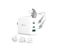 j5create - Adaptateur secteur - 3 ports, GaN, avec prises CA interchangeables et câble USB-C - 65 Watt - 3 A - PD 3.0, Apple 2.4A, Apple Fast Charge,