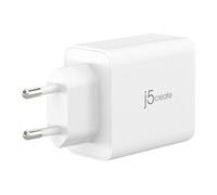 j5create - Adaptateur secteur - technologie GaN - 65 Watt - 4.5 A - PD 3.0, QC 3.0 - 3 connecteurs de sortie (USB type A, 2 x USB-C) - blanc - Union européenne Blanc G