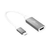 J5create Adaptateur USB-C vers 4K HDMI (USB-C m - 4K HDMI f 10 cm ; couleur blanc argenté) JCA153G-N