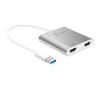 j5create Adaptateur USB vers HDMI - Double câble HDMI USB 3.0 Multi-Moniteur | 4K Ultra HD | Compatible avec Microsoft 7, 8.1, 10 / Mac OS X v10.6 et Plus (JUA365)