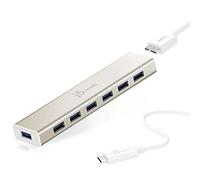 j5create HUB USB Type-C à 7 Ports JCH377 USB 3.0 5Gbps avec Alimentation 5V/4A | Compatible avec MacBook/ ChromeBook/ Appareils USB-C/ Clé USB