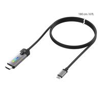 j5create JCC157 - Câble adaptateur - 24 pin USB-C mâle pour HDMI mâle - 1.8 m - blindé - gris espace/noir - support 4K144Hz (3840 x 2160), support 8K60Hz (7680 x 4320)