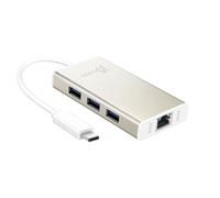 j5create JCH471 - Adaptateur réseau - USB-C - Gigabit Ethernet x 1 + USB 3.0 x 3 - aluminium