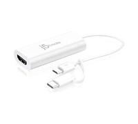 j5create JUA165C - Câble adaptateur - Micro-USB de type B, 24 pin USB-C mâle pour HDMI femelle - 15 m - blanc - support 1080p