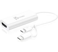 j5create JUA165C - Câble adaptateur - 24 pin USB-C, USB à 5 broches de type B mâle pour HDMI femelle - 15 m - blanc - support 1080p