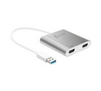 j5create JUA365 Adaptateur USB™ 3.0 vers HDMI double pour plusieurs écrans, argenté