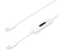 j5create JUCP14 USB-C 2.0 vers USB-C Câble avec capteur de puissance dynamique OLED, blanc, 1,2 m