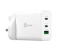j5create JUP3365 - Adaptateur secteur - 65 watt - 4.5 A - PD 3.0, QC 3.0 - 3 connecteurs de sortie (2 x USB-C, USB type A) - blanc
