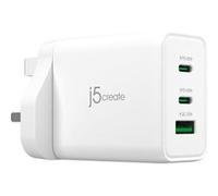 j5create JUP3365 - Adaptateur secteur - 65 watt - 4.5 A - PD 3.0, QC 3.0 - 3 connecteurs de sortie (2 x USB-C, USB type A) - blanc Blanc G