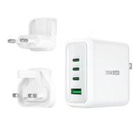 j5create JUP4370EF-N - Adaptateur secteur - 70 Watt - PD 2.0, PD 3.0, QC - 4 connecteurs de sortie (3 x USB-C, USB) - blanc pur