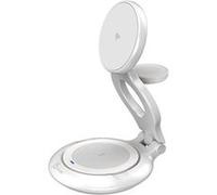 j5create JUPW3415-N - Support de chargement sans fil - 3-en-1, magnétique, pliable, avec Qi2 - 22.5 Watt - blanc