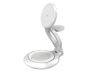 j5create Station de Charge sans Fil 3-en-1 Certifiée Qi2 15W, Parfaite pour iPhone 16 15, Apple Watch, AirPods - Pliable et Réglable, Protections Complètes pour une Charge Adaptée au Sommeil(JUPW3415)