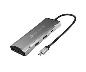 j5create USB C 4K Triple Display Hub HDMI x2, 4K DP, 2 USB-A et Type C | 10Gbps, PD 100W, Ethernet, lecteur de carte SD 4.0 | pour XPS, Surface Pro (JCD397)