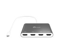 j5create USB-C à 4 Port HDMI Adaptateur Hub- Multi Moniteur Splitter - Supporte 4 écrans 1080p 60Hz - Compatible avec Type-C MacBook et Windows (JCA366)