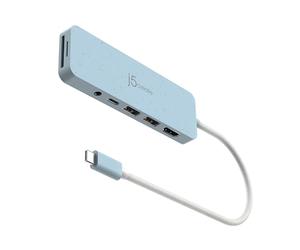 j5create USB-C Multi-Port Hub with Power Delivery with 4K HDMI/2 USB-A 5Gbps/PD 100W Charging SD&Micro SD/3.5mm Audio | for MacBook Pro&Air/iPad Pro/iMac/Surface/XPS/Thinkpad/Galaxy/and More(JCD373EC)