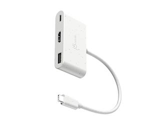 j5create USB-C vers HDMI & Type-A avec Power Delivery avec HDMI 4K, USB-A 5Gbps, PD 100W Chargement | Compatible avec MacBook Pro, Chromebook, HP, Samsung et Autres appareils Type-C(JCA379EW)