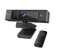 j5create Webcam 4K Ultra HD | 5x zoom, protection vie privée, amélioration lumière, double micro hi-fi, télécommande, USB-C | vidéoconférence (JVCU435)