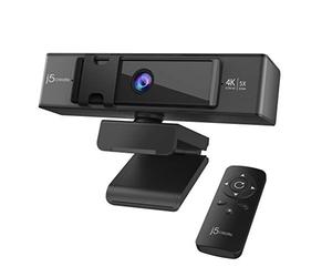 j5create Webcam 4K Ultra HD avec 5X Zoom, Protection de la Vie privée, amélioration de la lumière, Double Microphone Haute fidélité, télécommande, USB-C | pour la vidéoconférence (JVCU435)