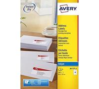 [J8173-25] AVERY ZWECKFORM Etui 250 Étiquettes adresse Séchage instantané Jet...