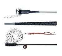 JA Horse Bâton de contact pour cheval avec corde pour l'entraînement au sol - 100/120 cm - Bâton de travail au sol - Bâton d'équitation - Cravache de finesse - Carrot - Argenté - 100 cm