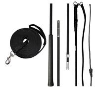 JA Horse JA0041 Kit de longe - Fouet de longe divisible 180/200 cm et laisse de longe 8 m démontable extra doux avec sac (noir, 200 cm)
