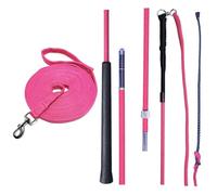 JA Horse JA0041 Kit de longe - Fouet de longe divisible 180/200 cm & laisse longue 8 m démontable extra souple avec sac (rose, 180 cm)