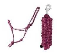 JA Horse JA4034 Ensemble licol à nœud avec mousqueton Bolt Snap pour travail au sol - Licol à corde d'entraîneur - Corde d'équitation - Accessoires professionnels (bordeaux, Full/COB)
